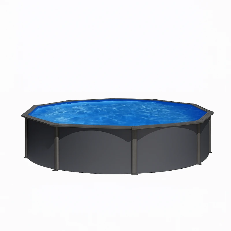 Сглобяем кръгъл басейн с метална стена GRE ANTHRACITE Ø460 x h120 см